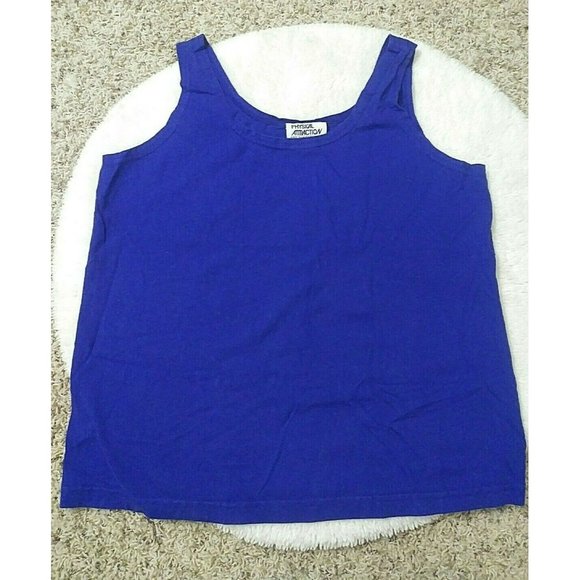 Physical Attraction Womens Blue Tank Top Shirt Sleeveless Plain Layering Medium - Picture 1 of 4